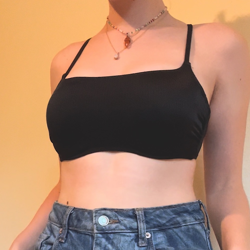 black swimsuit bikini top shade & shore